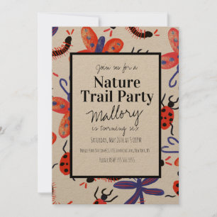 Invitation Nature Trail Woods Bugs Anniversaire Rustique Invi