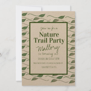 Invitation Nature Trail Woods Leaf Anniversaire Rustique