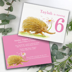 Invitation Nature walk echidna filles 6e anniversaire invitat