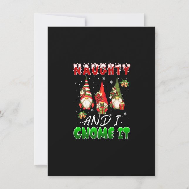 Invitation Naughty and I Gnome It Christmas Cute Gnomes Famil (Devant)