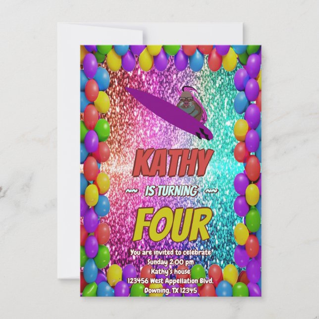 Invitation Naughty Squirrel Fun Anniversaire Cheeky invitatio (Devant)