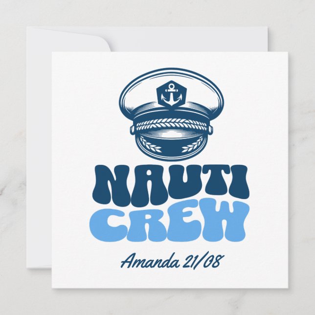 Invitation nauti crew retro blue  (Devant)