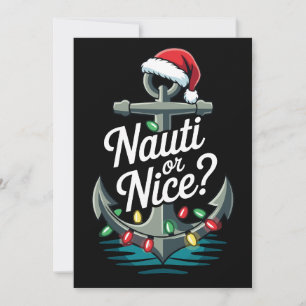 Invitation Nauti Or Nice Noël Ancre Chapeau de Père Noël Lumi