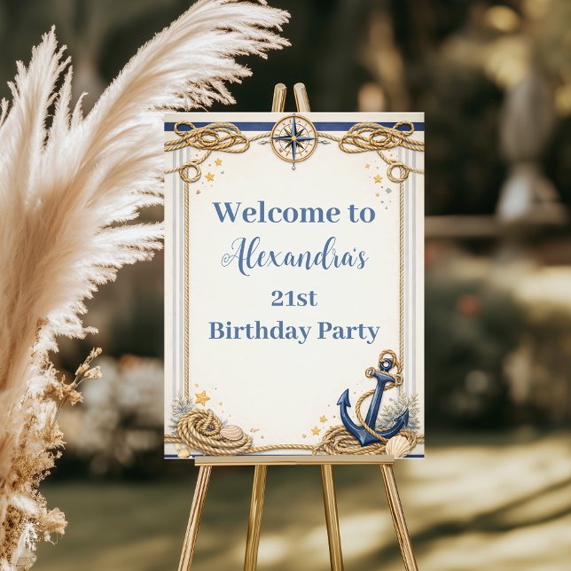 Invitation Nautical Anchor Compass Birthday (Créateur téléchargé)