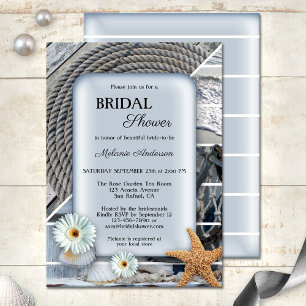 Invitation Nautical Beach Boho Blue Bridal Showeuse Invitatio