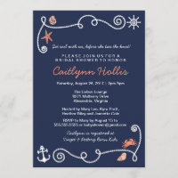 Nautical Beach Navy & Coral Bridal ou Baby shower