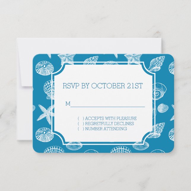 Invitation Nautical Beach Shells Aqua White RSVP (Devant)