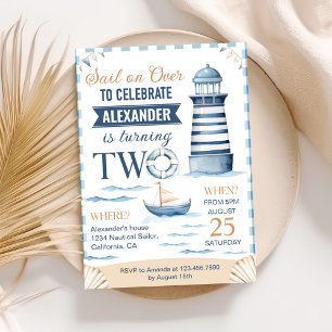 Invitation Nautical Blue Boy moderne 2e anniversaire