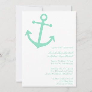 Invitation Nautical Boat Ancre Wedding Invite (Pale Green)