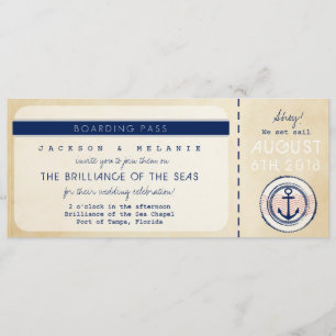 Invitation Nautical Cruise Ship Boarding Pass Mariage Invitat