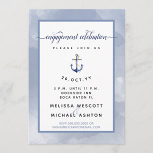 Invitation #Nautical Engagement Party Blue Aquarelle