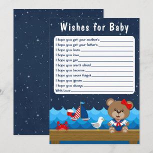 Invitation Nautical Girl Bear Red et Navy Wives for Baby
