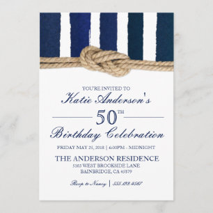 Invitation Nautical Knot Marine Stripes Anniversaire Invitati