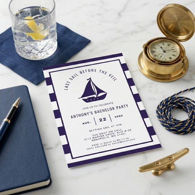 Invitation Nautical Last Sail Before the Veil Bachelor Party (Créateur téléchargé)