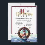 Invitation Nautical Light House Ocean Waves 40e anniversaire<br><div class="desc">Phare Nautique Rouge et Bleu Vague Océanique 40e Anniversaire Invitation Pour Femmes. Il Est Facile De Changer L'Exemple De Texte En Vous Propre En Cliquant Sur Personnaliser. Cliquez Sur Personnaliser Pour Modifier Le Type De Police, La Couleur De Police, La Taille De Police Ou Pour Ajouter/Supprimer/Modifier Le Texte Ou Les...</div>