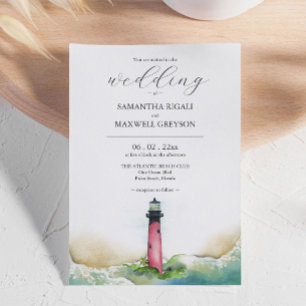 Invitation Nautical Lighthouse Beach Destination Mariage