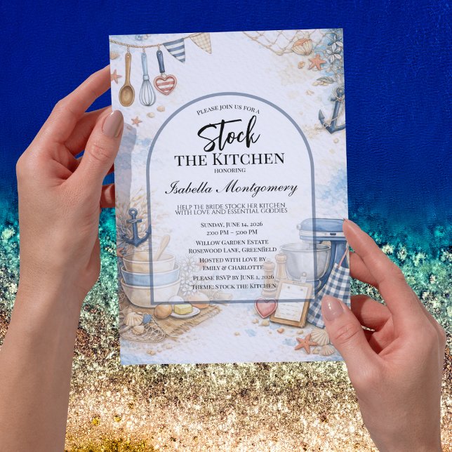 Invitation Nautical Ocean Bridal Shower Kitchen Themed (Nautical Ocean Kitchen Themed Invitations
)