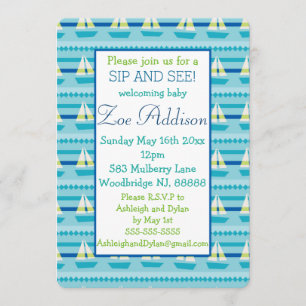 Invitation Nautical Sailboat bébé Sip and See