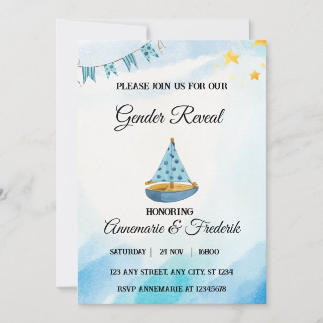 Invitation Nautical Sailboat Genre Revela (Devant)