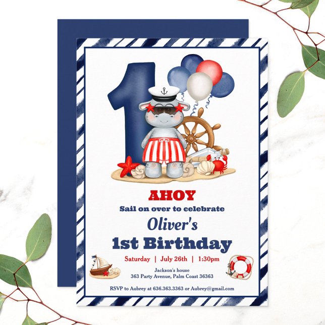 Invitation Nautical Sailor 1er Anniversaire Party Boy (Créateur téléchargé)