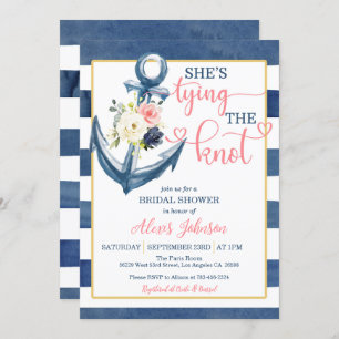 Invitation Nautical She's Tying the Knot Fête des mariées (P/