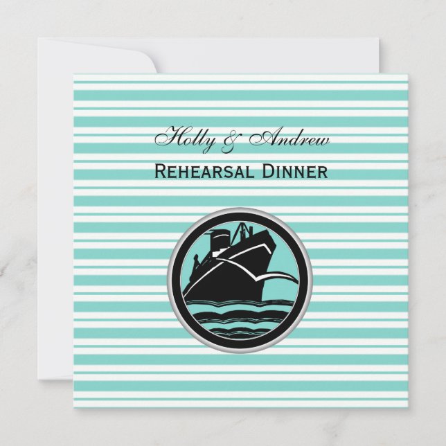 Invitation Nautical Ship Lt Blu Wht Stripe #2 S Répétition Di (Devant)