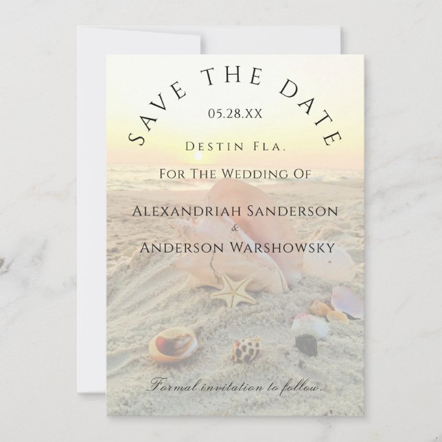 Invitation Nautical Starfish Nom Beach Sunset Enregistrer la  (Devant)