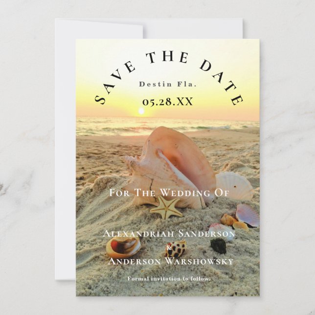 Invitation Nautical Starfish Nom Beach Sunset Enregistrer la  (Devant)