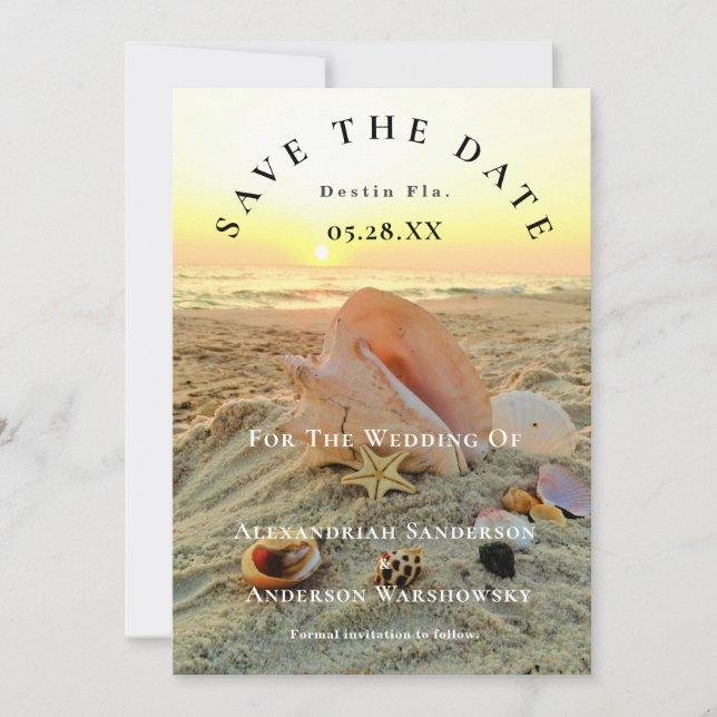 Invitation Nautical Starfish Nom Beach Sunset Enregistrer la  (Devant)