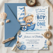 Nautical Teddy Bear Voilier 1er Anniversaire