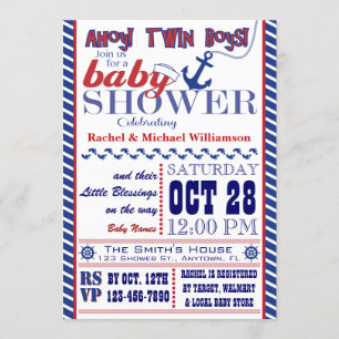Invitation Nautical Twin Baby Boy Shower