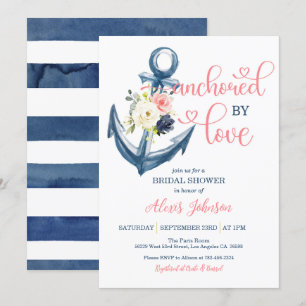 Invitation Nautique Ancré Par Love Fête des mariées (Rose)