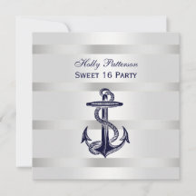 Nautique Bleu Marine Ancre Argent Wt BG SQ Sweet 1