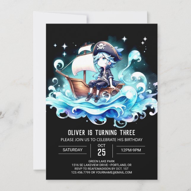 Invitation Nautique Boho Pirate Anniversaire (Devant)