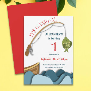 Invitation Nautique Cute Bateau de Poisson Premier anniversai