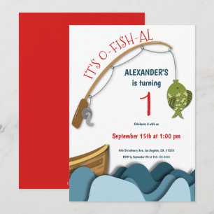 Invitation Nautique Cute Bateau de Poisson Premier anniversai