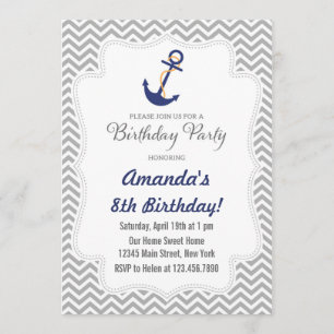 Invitation nautique d'anniversaire d'Ancre