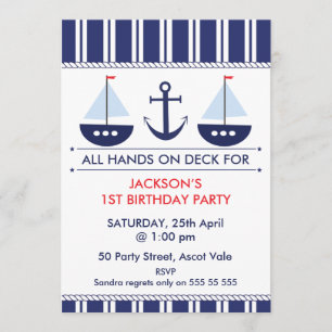 Invitation nautique d'anniversaire d'Ancre de