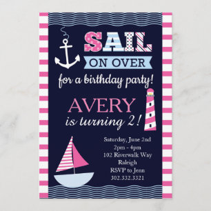 Invitation Nautique d'anniversaire de la fille Sai