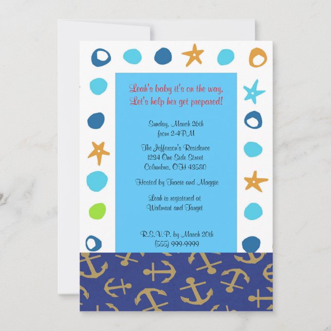 Invitation nautique de baby shower (Devant)