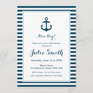Invitation nautique de baby shower de marine