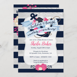 Invitation nautique de baby shower - fille