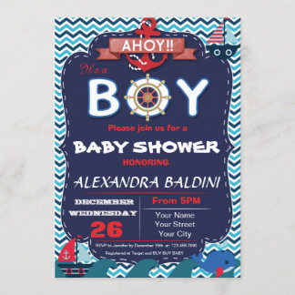 Invitation nautique de baby shower pour un garçon