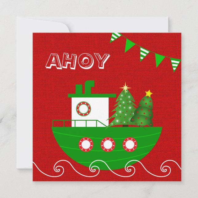 Invitation nautique de fête de Noël (Devant)