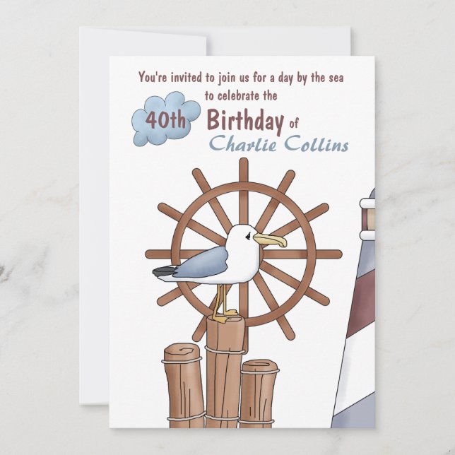 Invitation nautique de la perche de la mouette (Devant)