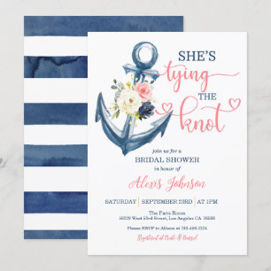 Invitation Nautique elle noue la Fête des mariées (rose)