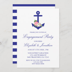 Invitation Nautique Floral Summer Engagement Party
