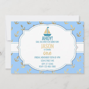 INVITATION NAUTIQUE GARÇON D'ANNIVERSAIRE