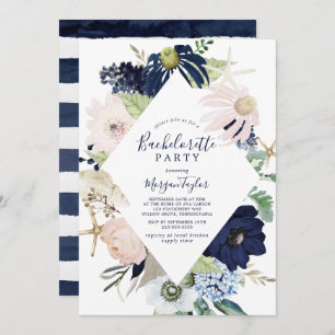 Invitation Nautique moderne Floral Bachelorette Party