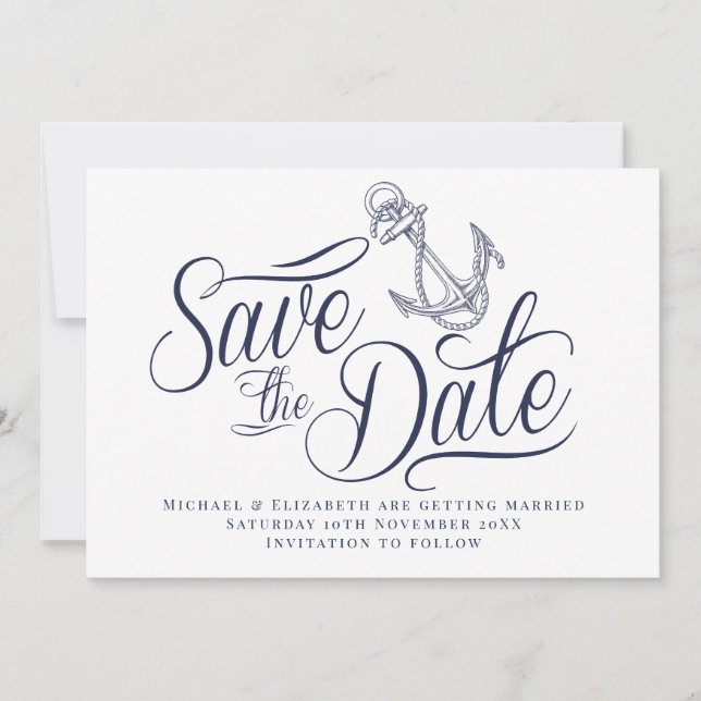 Invitation Nautique moderne Save the Date (Devant)